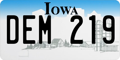 IA license plate DEM219