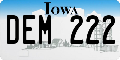 IA license plate DEM222
