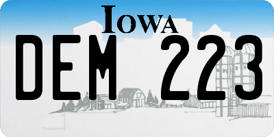IA license plate DEM223
