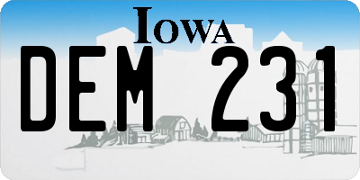 IA license plate DEM231