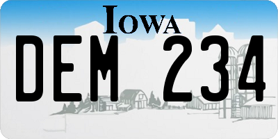 IA license plate DEM234