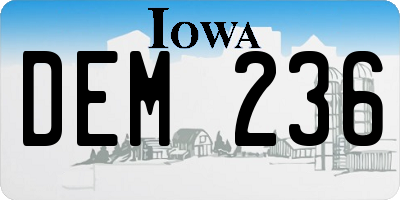 IA license plate DEM236