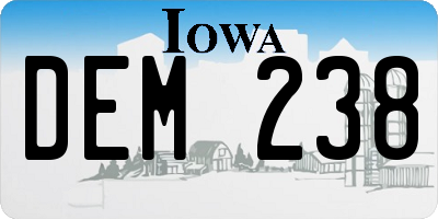 IA license plate DEM238
