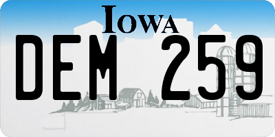 IA license plate DEM259
