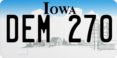 IA license plate DEM270