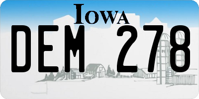 IA license plate DEM278
