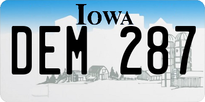 IA license plate DEM287