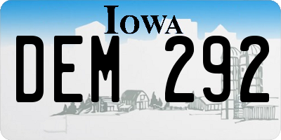 IA license plate DEM292