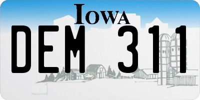 IA license plate DEM311