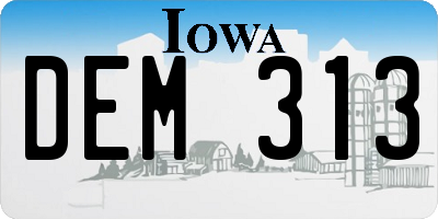 IA license plate DEM313