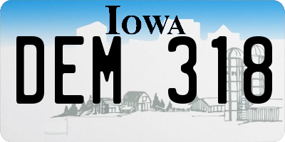 IA license plate DEM318