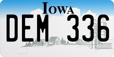 IA license plate DEM336