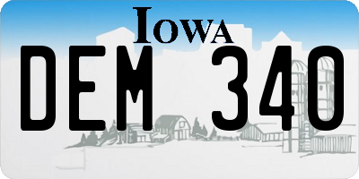 IA license plate DEM340