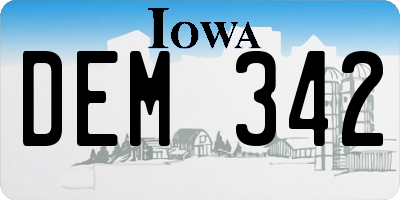 IA license plate DEM342