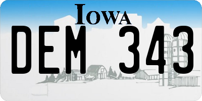 IA license plate DEM343