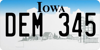 IA license plate DEM345