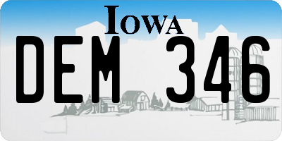 IA license plate DEM346