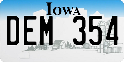 IA license plate DEM354