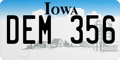 IA license plate DEM356