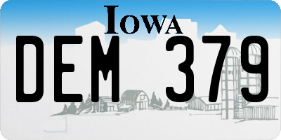 IA license plate DEM379