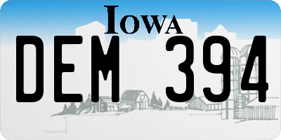 IA license plate DEM394