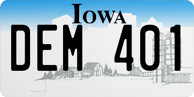 IA license plate DEM401