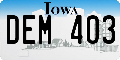 IA license plate DEM403