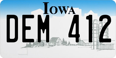 IA license plate DEM412