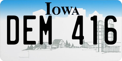 IA license plate DEM416