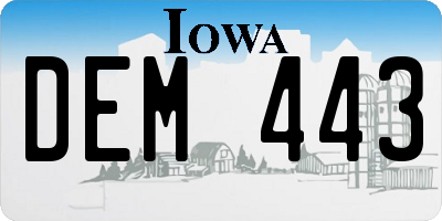 IA license plate DEM443