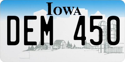 IA license plate DEM450