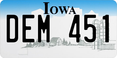 IA license plate DEM451