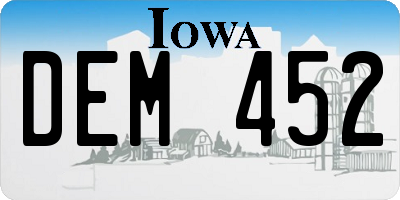 IA license plate DEM452