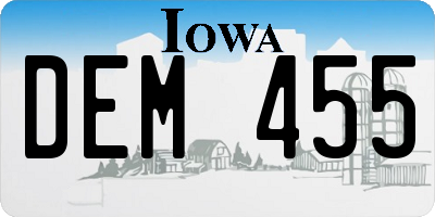 IA license plate DEM455