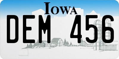 IA license plate DEM456