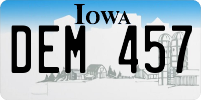 IA license plate DEM457