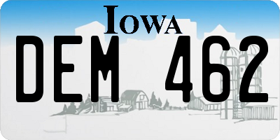 IA license plate DEM462