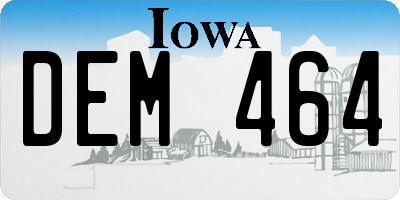 IA license plate DEM464