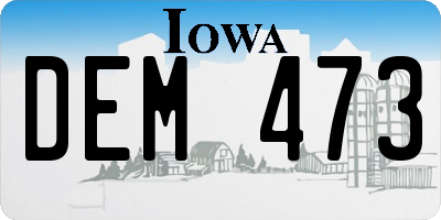 IA license plate DEM473
