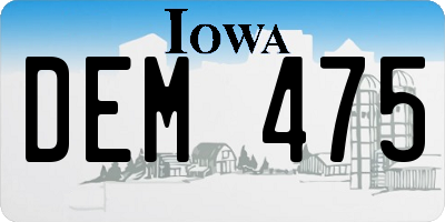 IA license plate DEM475