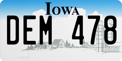 IA license plate DEM478