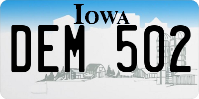 IA license plate DEM502