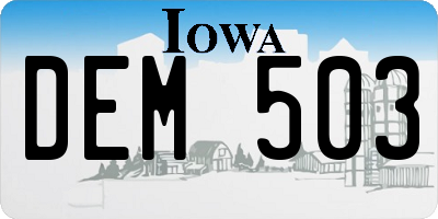 IA license plate DEM503