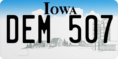 IA license plate DEM507