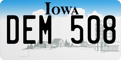 IA license plate DEM508