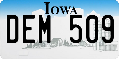 IA license plate DEM509