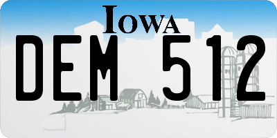 IA license plate DEM512