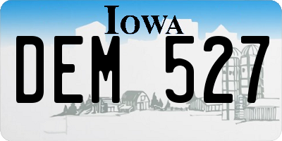 IA license plate DEM527