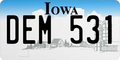 IA license plate DEM531