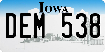 IA license plate DEM538